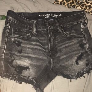 American eagle black ripped Jean shorts